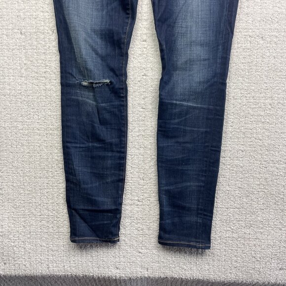 True Religion Blue Mid Rise Super Skinny Halle Jeans Women's 27 Distressed Y2K - Picture 3 of 10